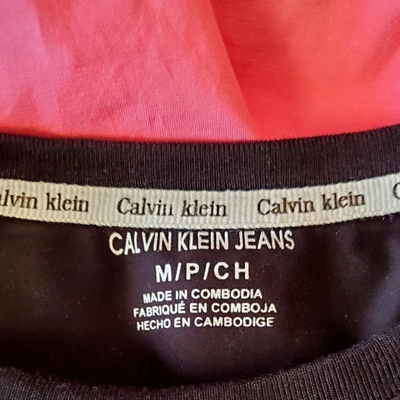 Calvin Klien Jeans Pink White Long Sleeve Tops Size Medium - Picture 10 of 10